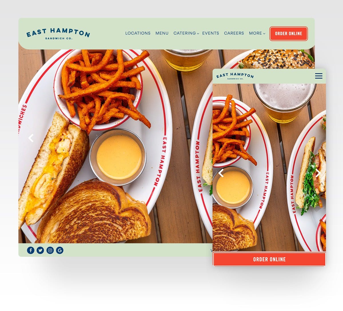 Screenshot of East Hampton Sandwich Co.'s website
