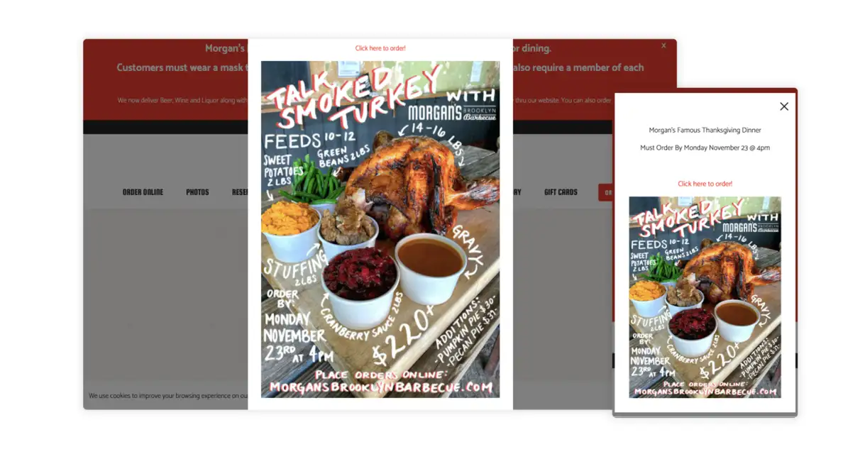 The restaurant website for Morgan's Barbecue