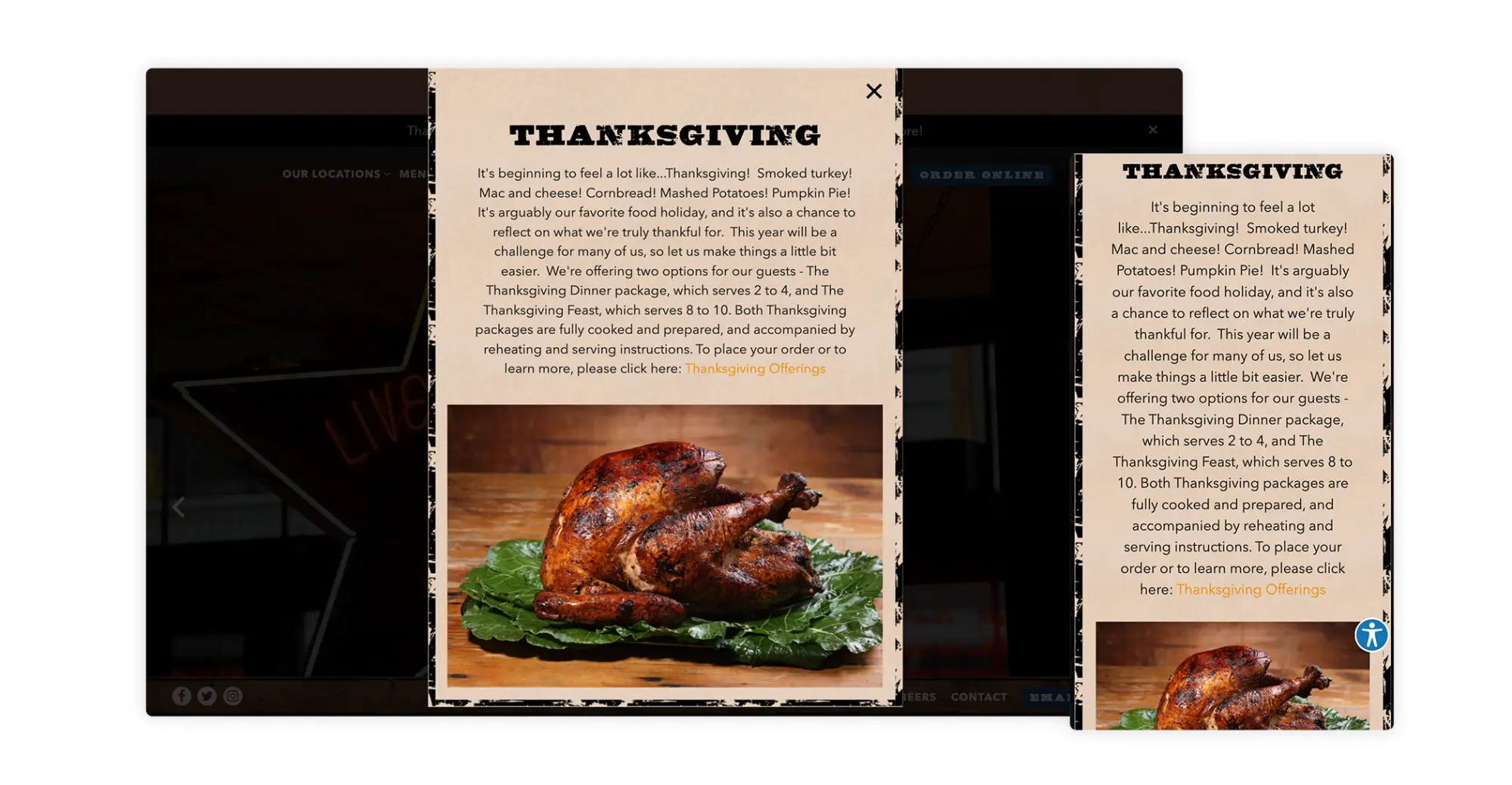 The website for Hill Country Barbecue