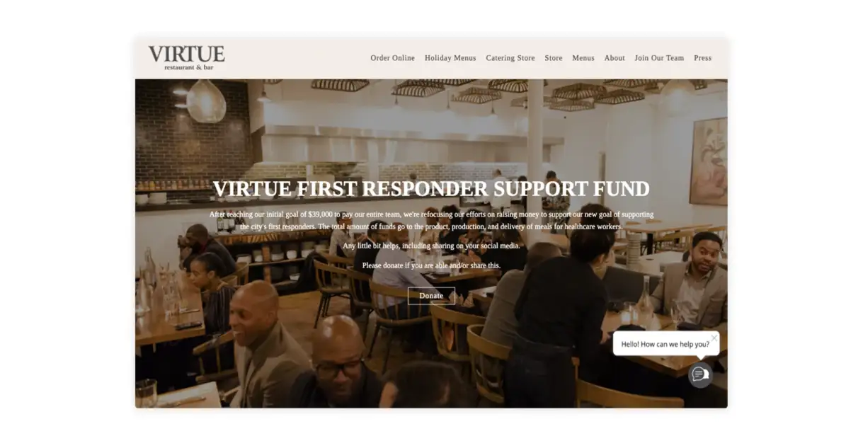 An example of a restaurant website