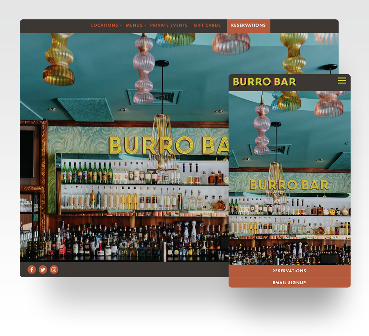 a screenshot of a restaurant website