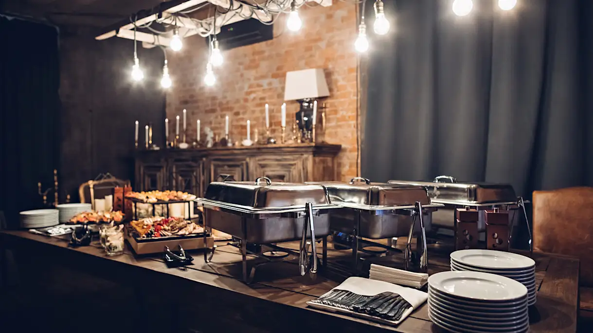 catering trays on a table at a restaurant