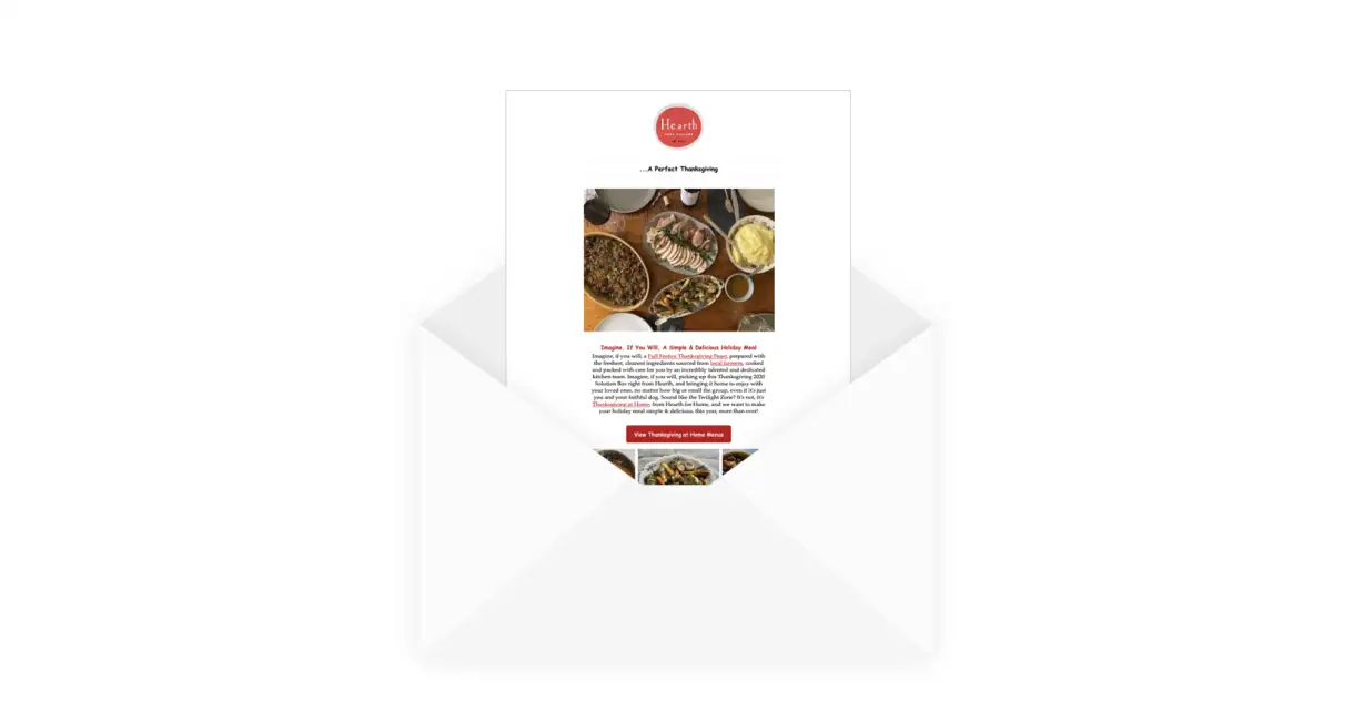 An example of an marketing email from a restaurant