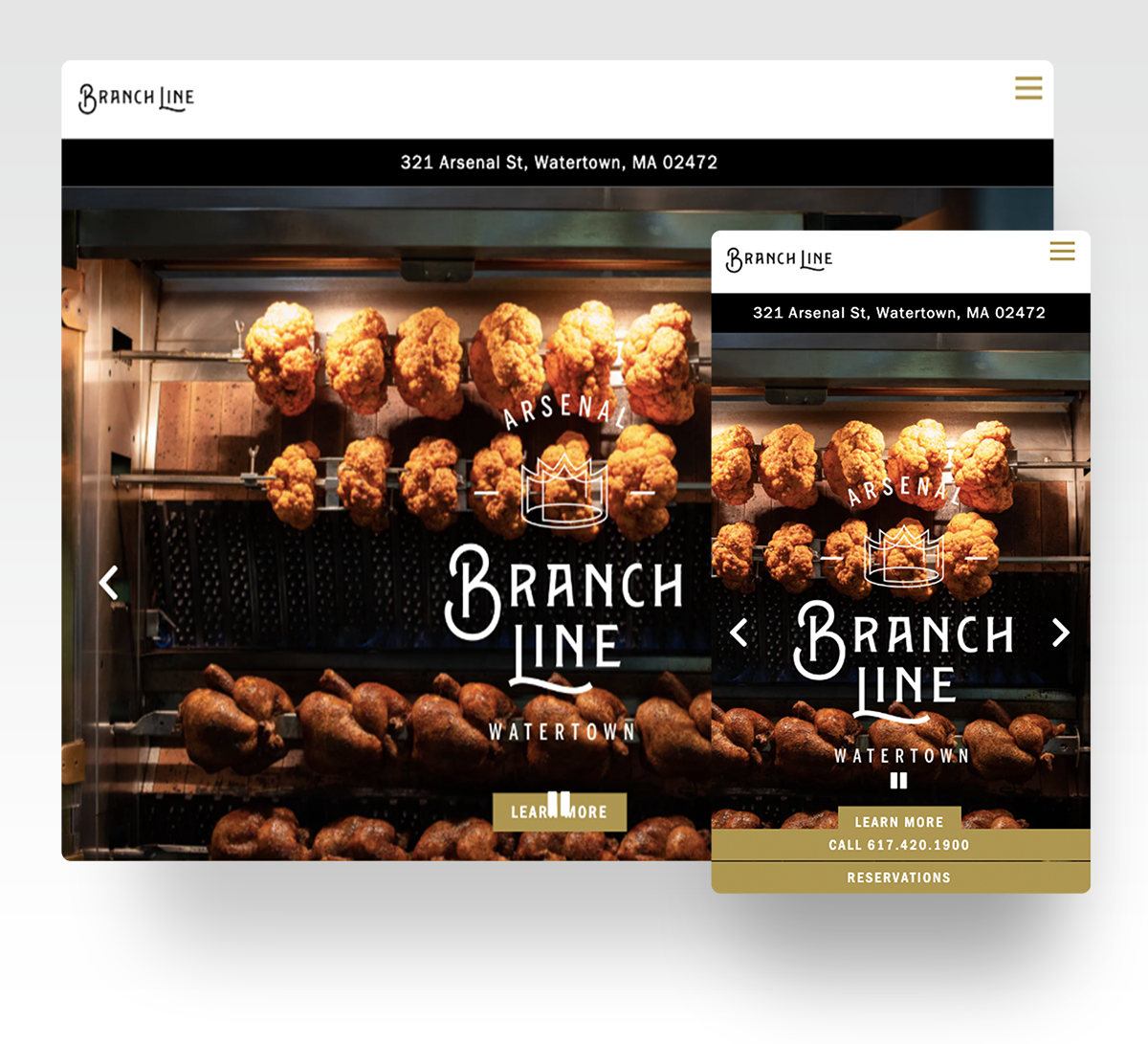 a screenshot of a restaurant website. 