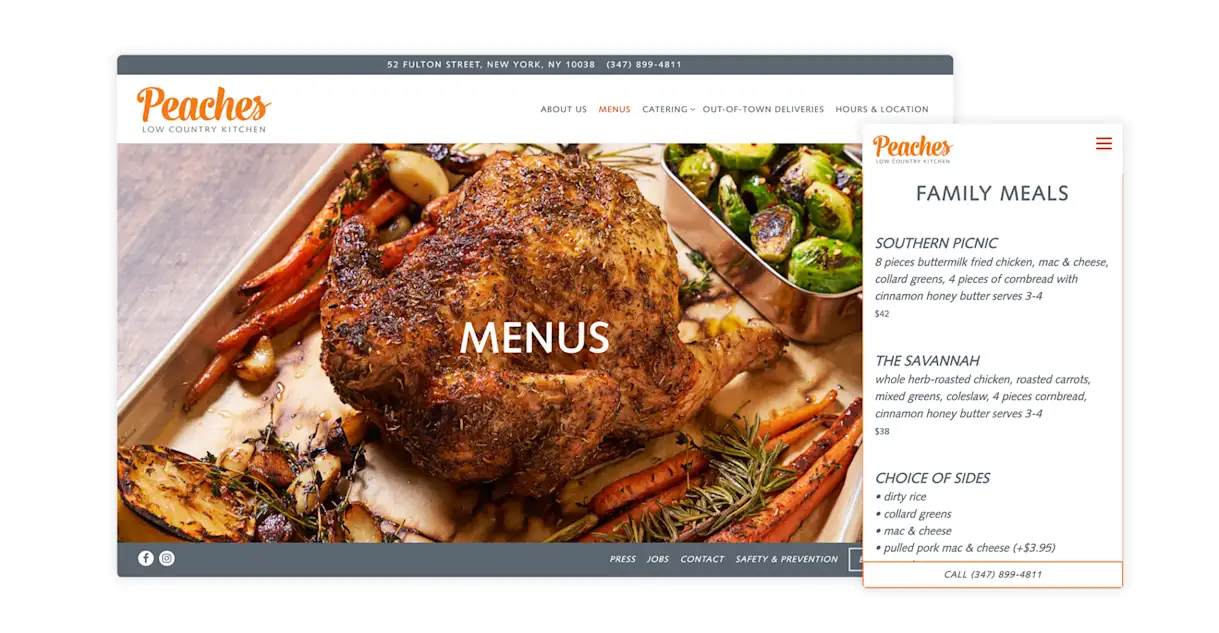 The website for Peache's