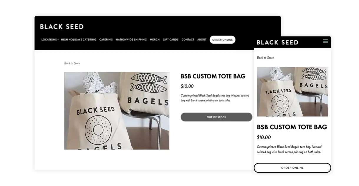 Black Seed Bagels sells custom tote bags on their website