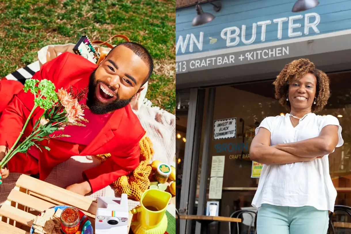 Chef Will Coleman and Myriam Nicolas (Owner of Brown Butter Craft Bar & Kitchen) side-by-side in a collage