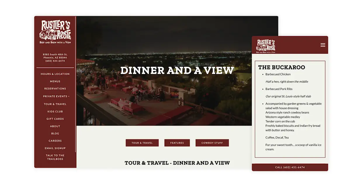 The website for Rustler's Rooste