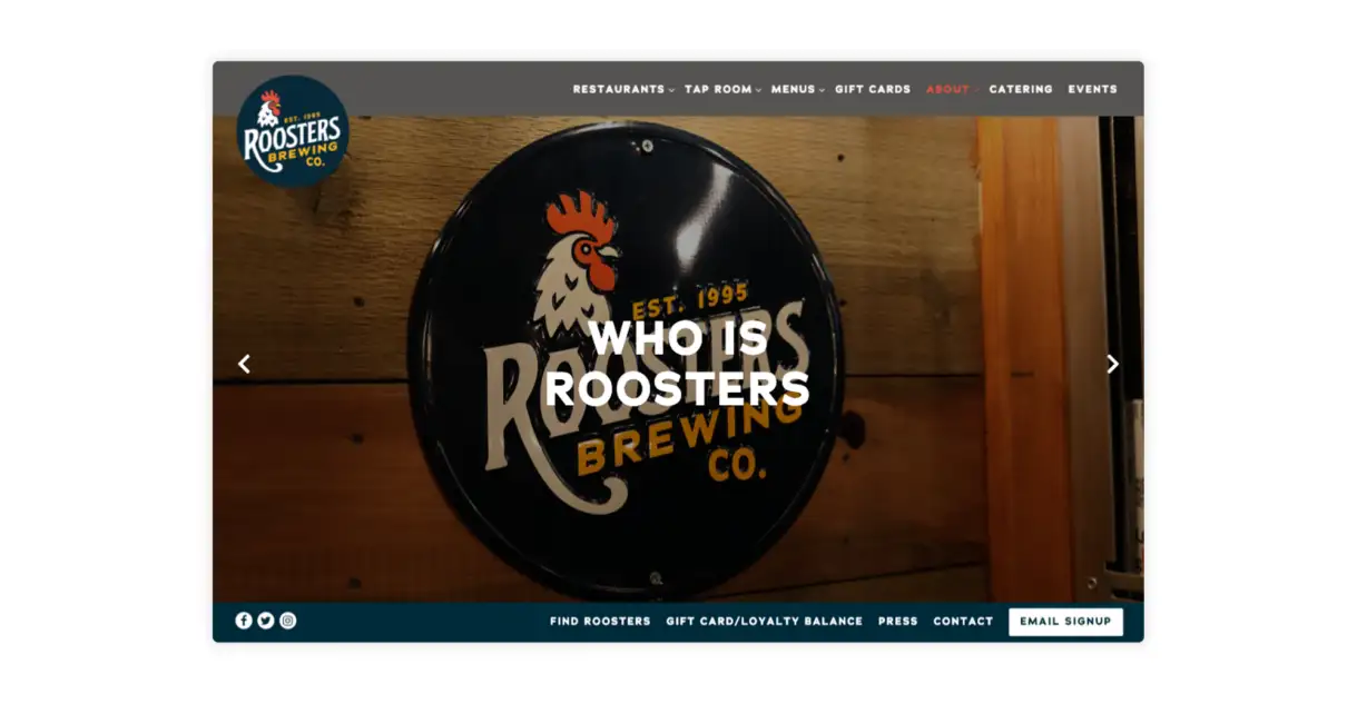 A screenshot of a brewery website