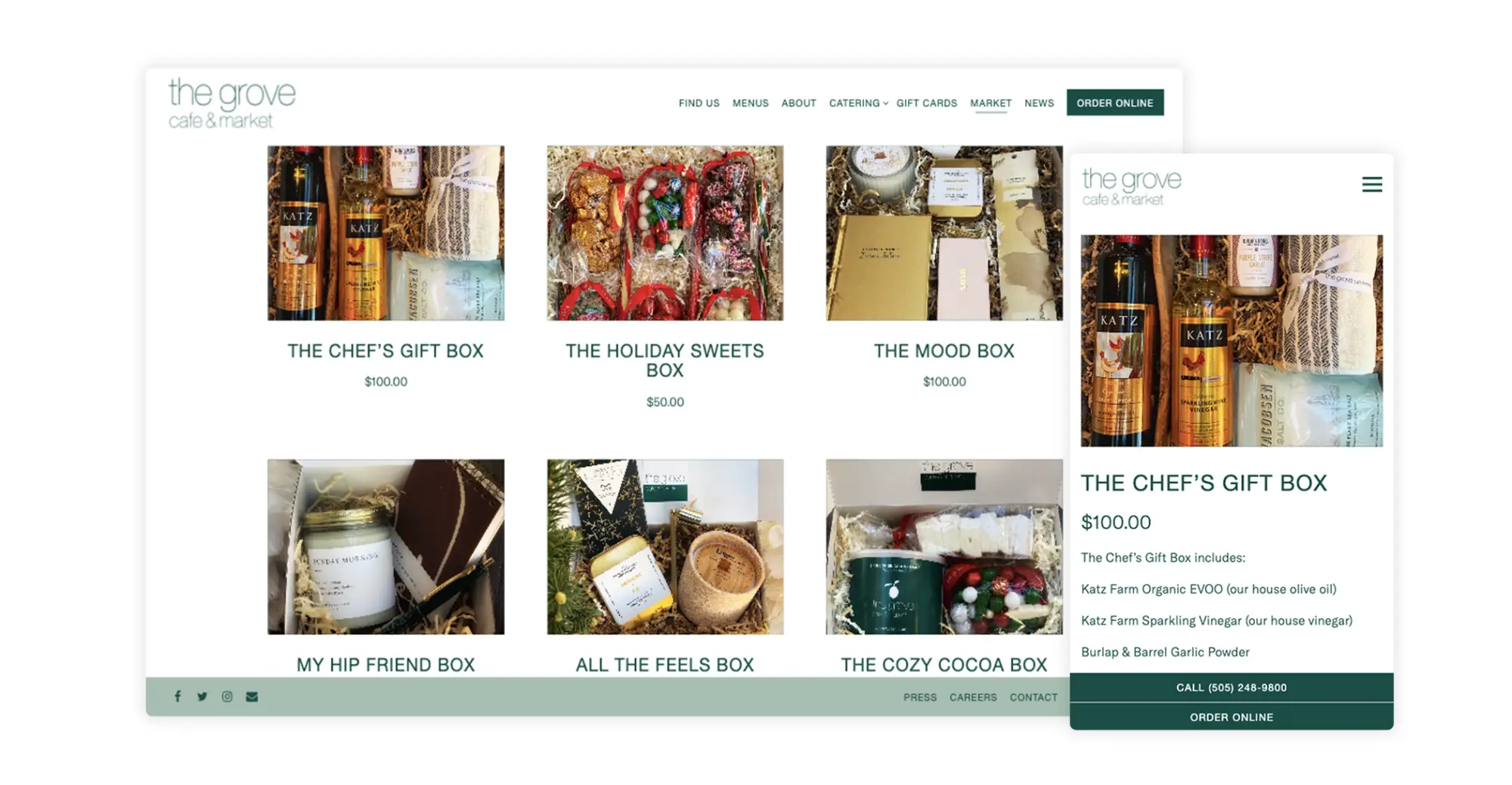 a screenshot of a restaurant website
