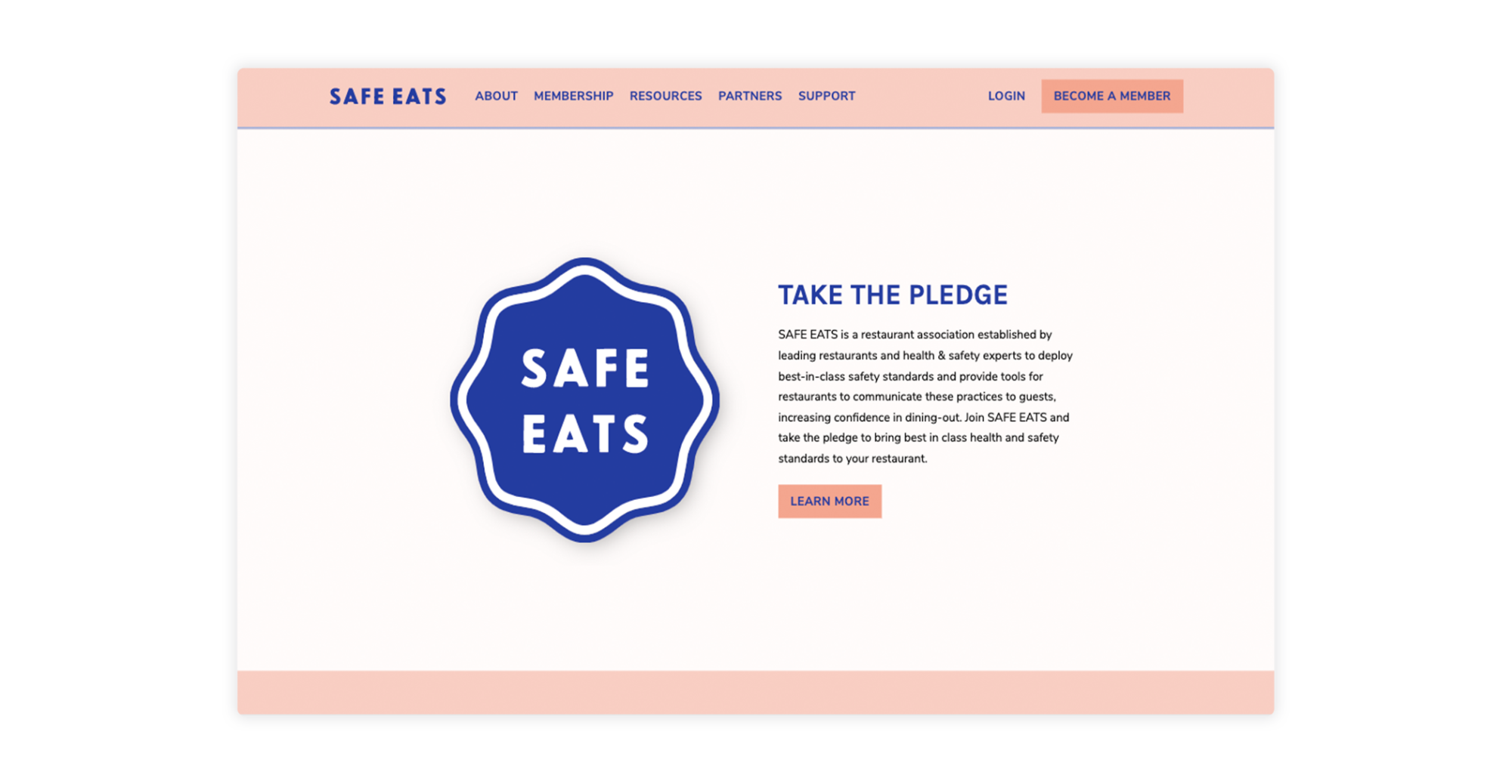 a screenshot of the website for Safe Eats
