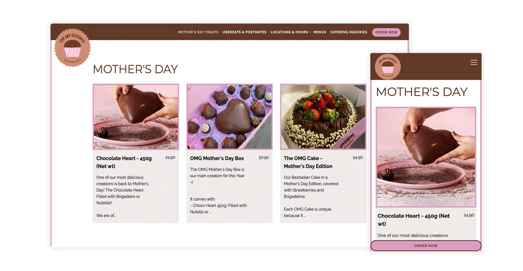 Example of a online catering store for restaurants