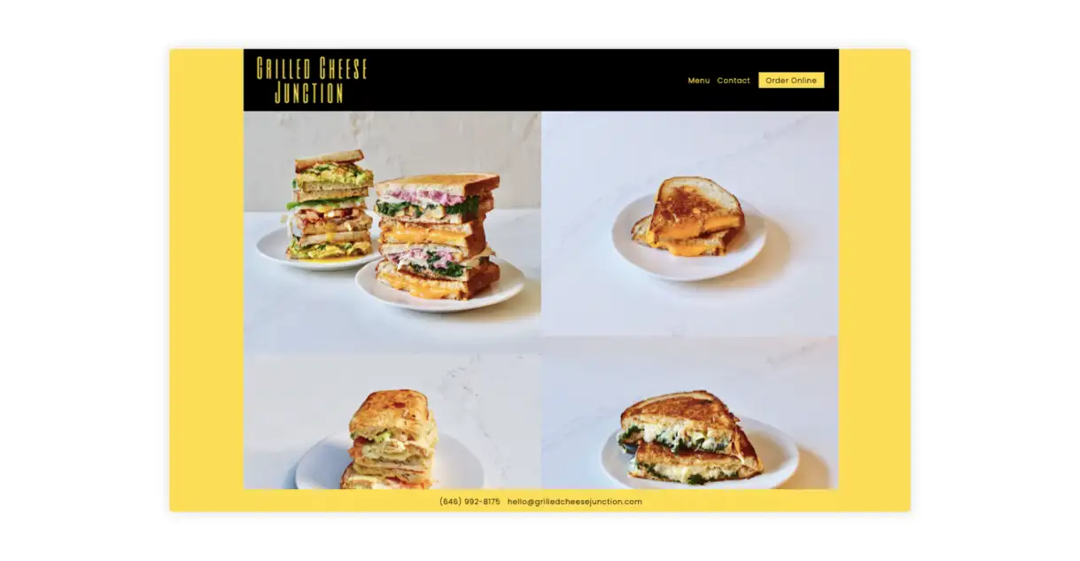 The website for Grilled Cheese Junction — a virtual restaurant