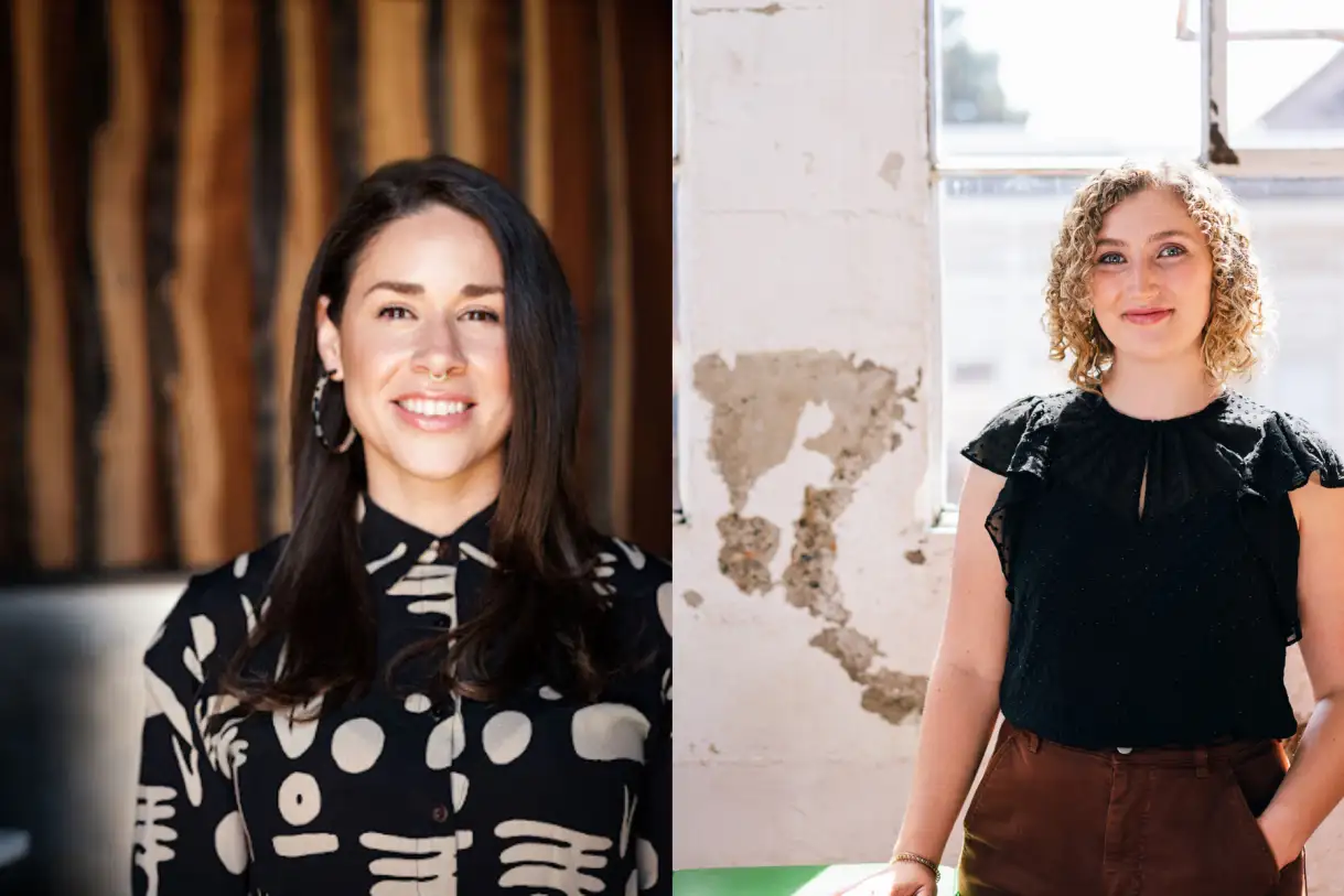Headshots of Amanda Flores (Director of Operations for the Flour+Water Hospitality Group) and Paige McNeil (the General Manager at Penny Roma) 