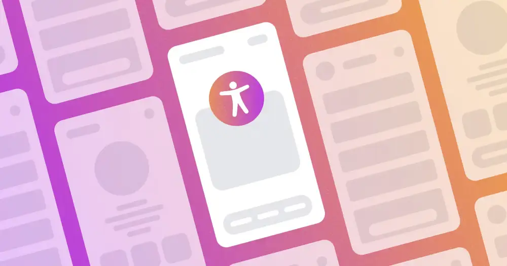 A graphic depicting the accessibility symbol on a stylized mobile phone illustration.