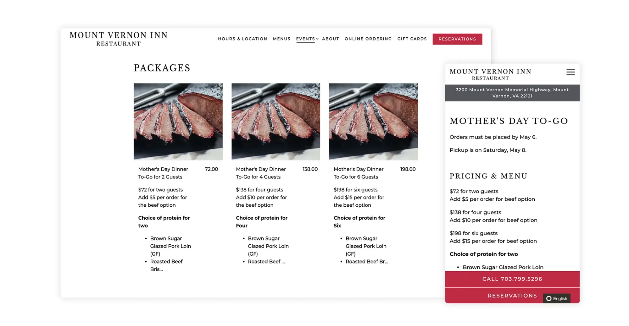 Example of a online catering store for restaurants