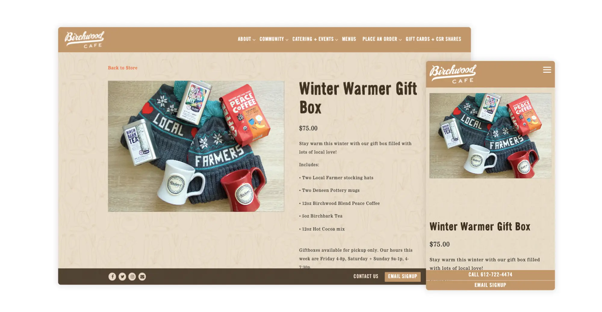 A screenshot of a restaurant website