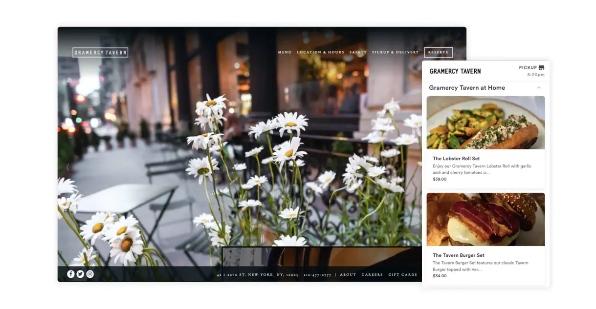 a screenshot of the website for Gramercy Tavern