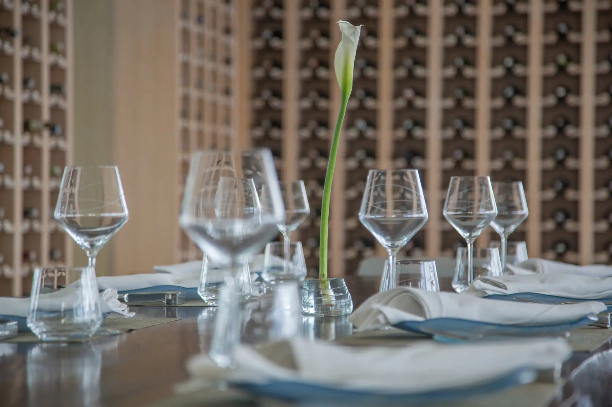 a table with wine glasses