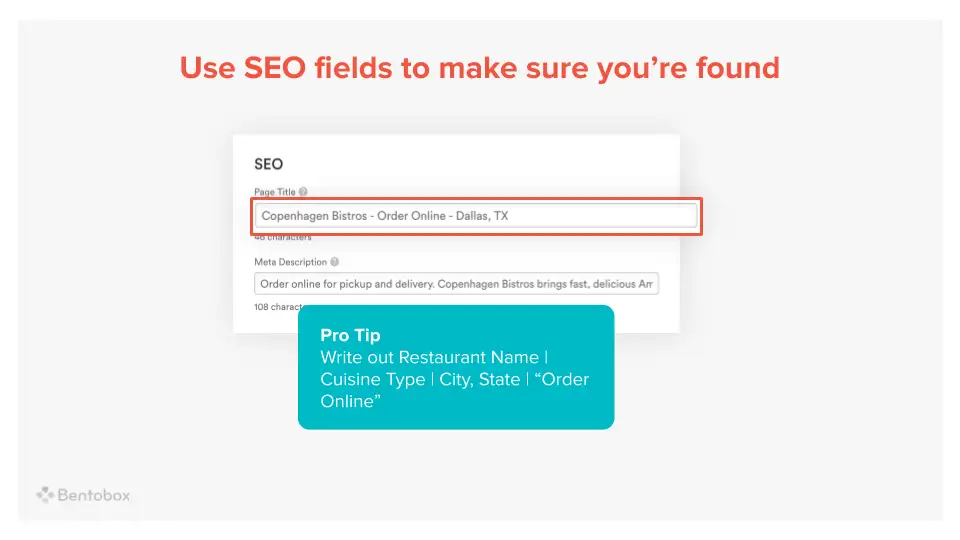 an example of an SEO field on the BentoBox CMS