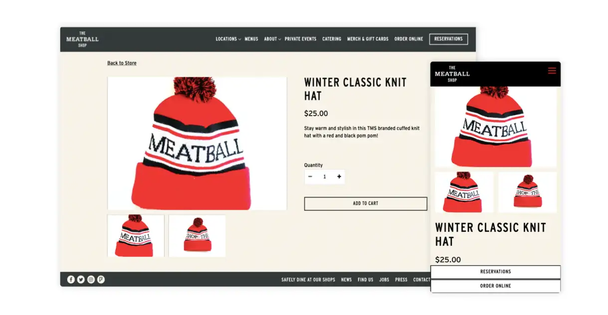 The Meatball Shop sells winter knit hats online
