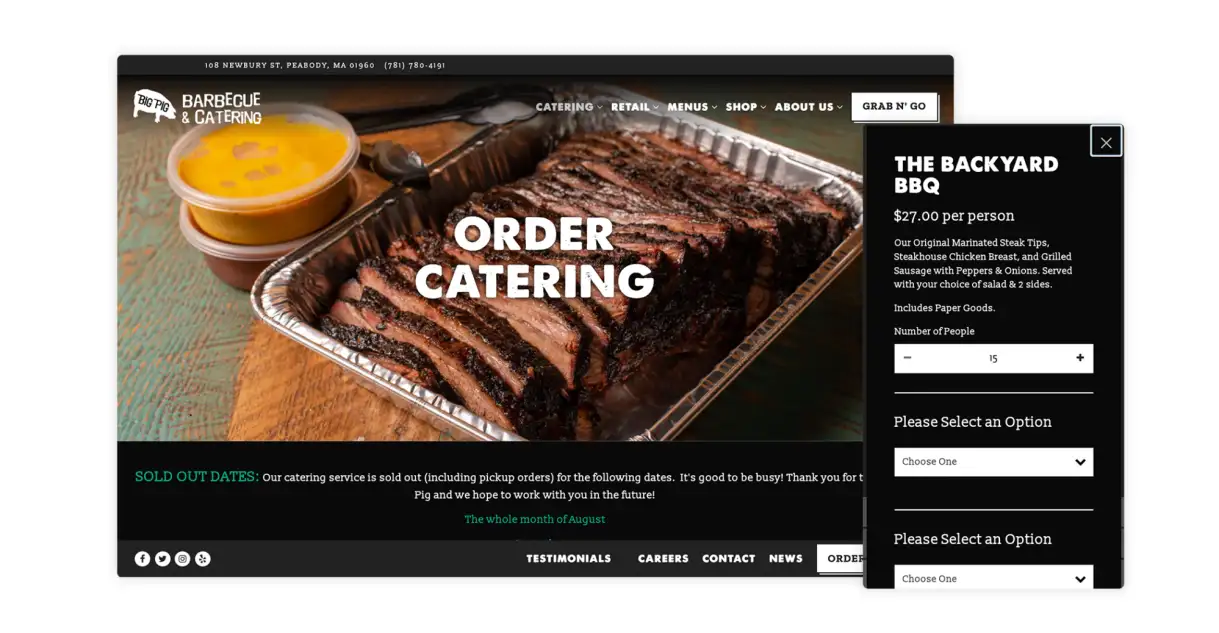 The website for Big Pig Barbecue