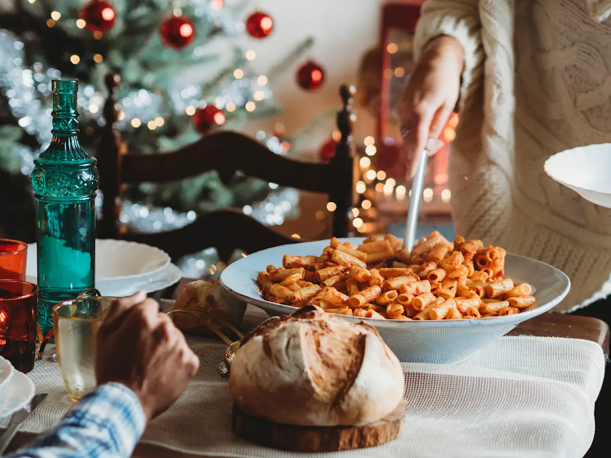 a plate of food on a table during the holidays