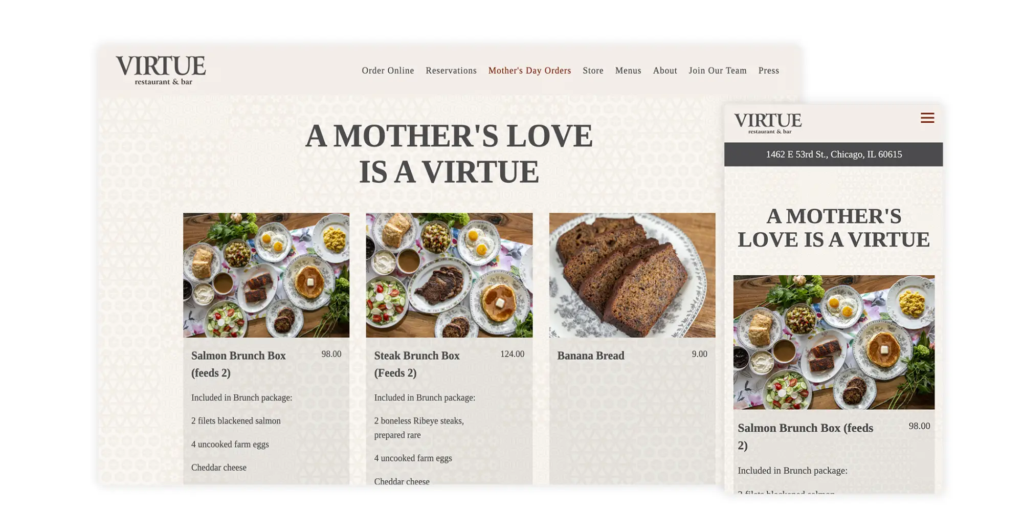 Example of a online catering store for restaurants