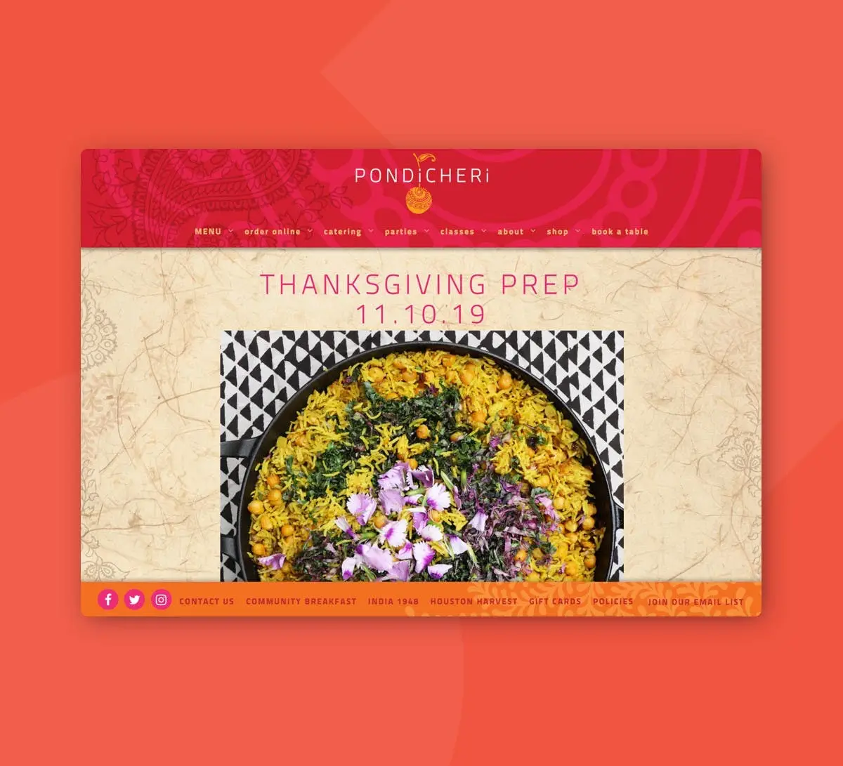 Pondicheri's Thanksgiving Prep event page