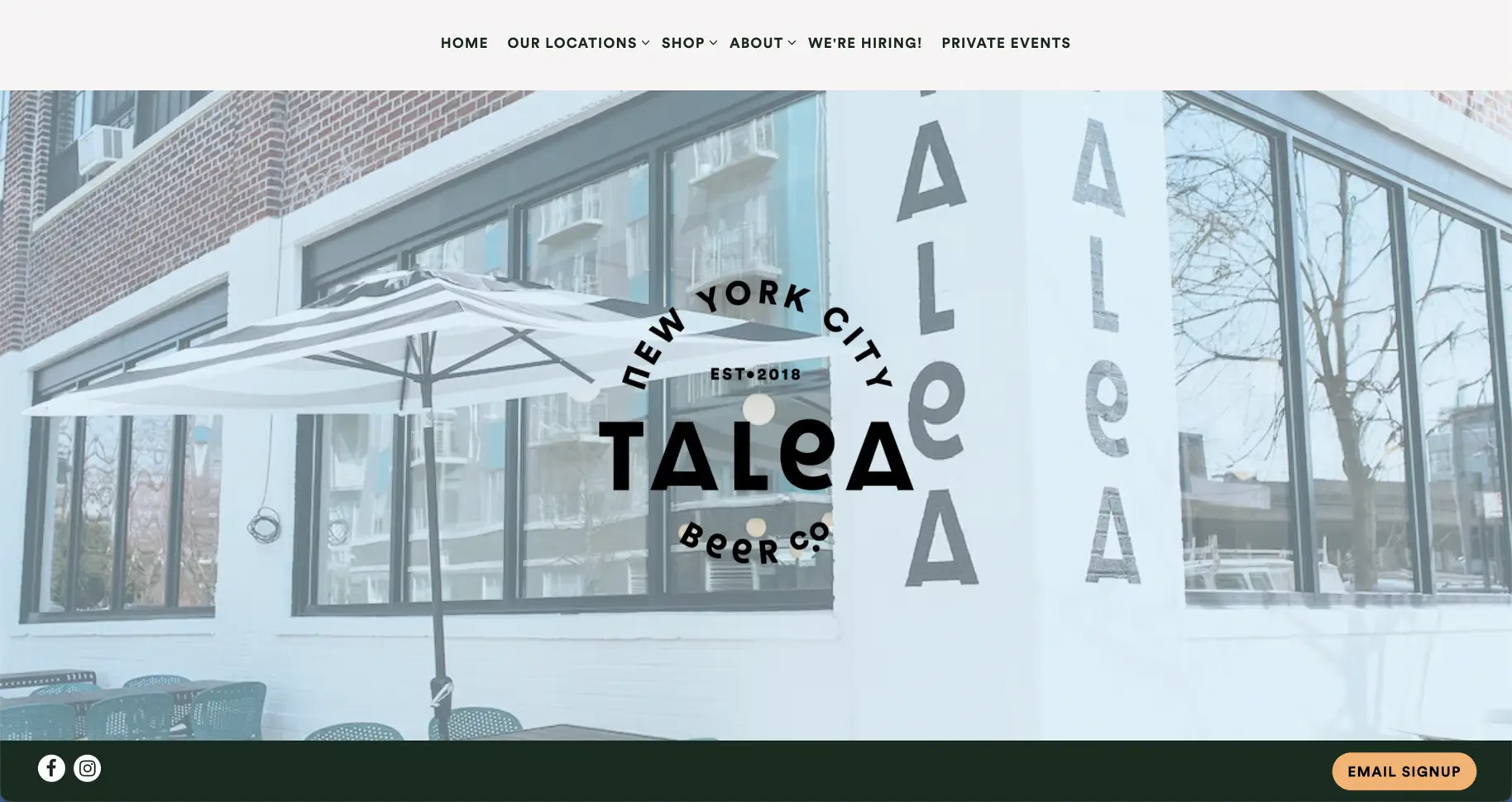 a screenshot of a brewery website.