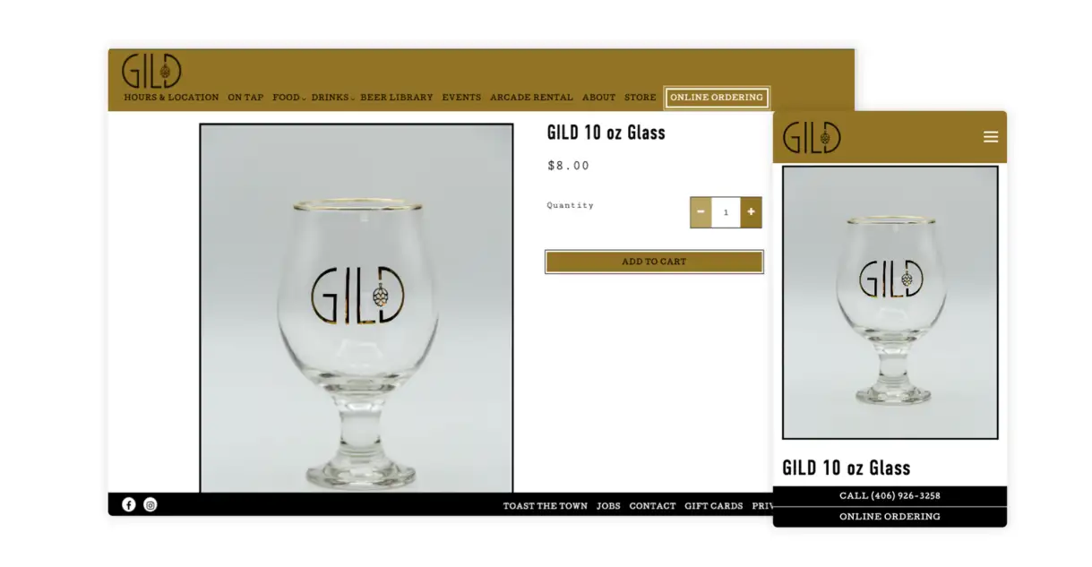 Gild, a brewpub in Missoula, MT sells branded glassware online