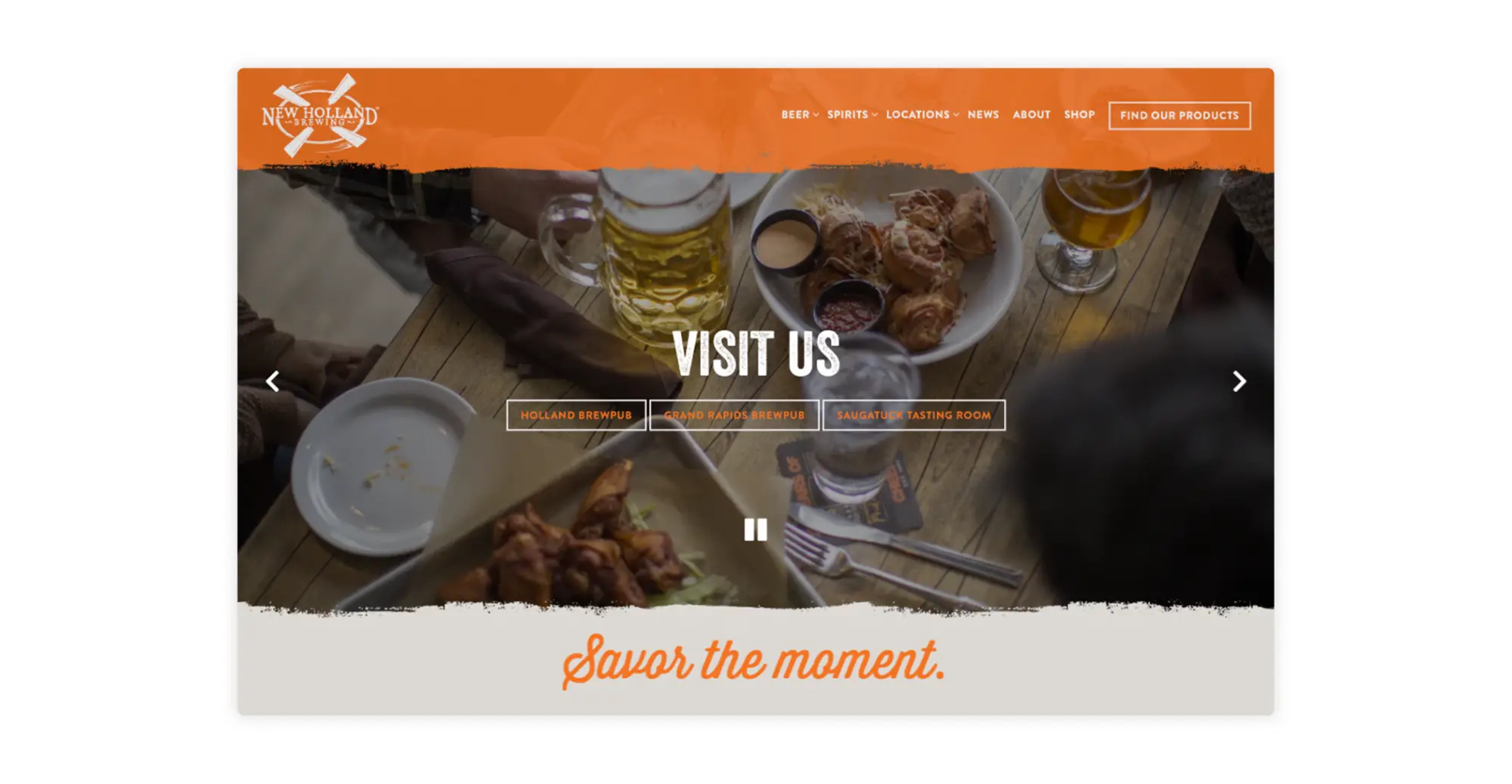 A screenshot of a brewery website.