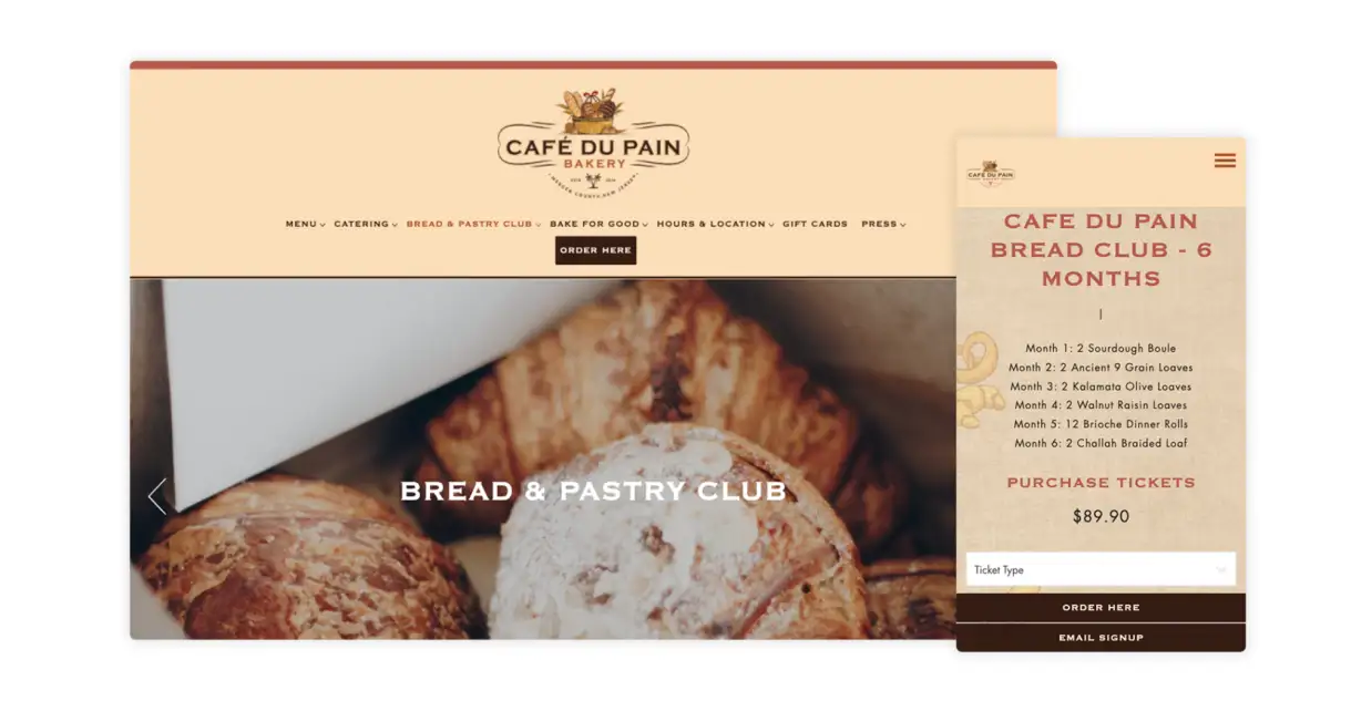 example of a restaurant website