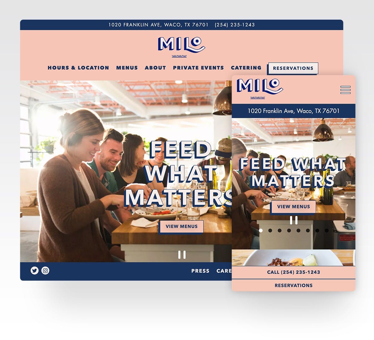 Screenshot of Milo's website