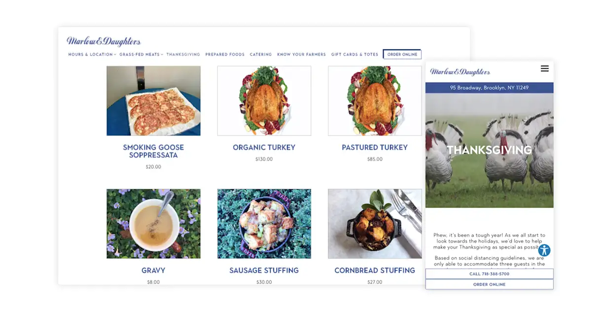 The website for Marlow & Daughters