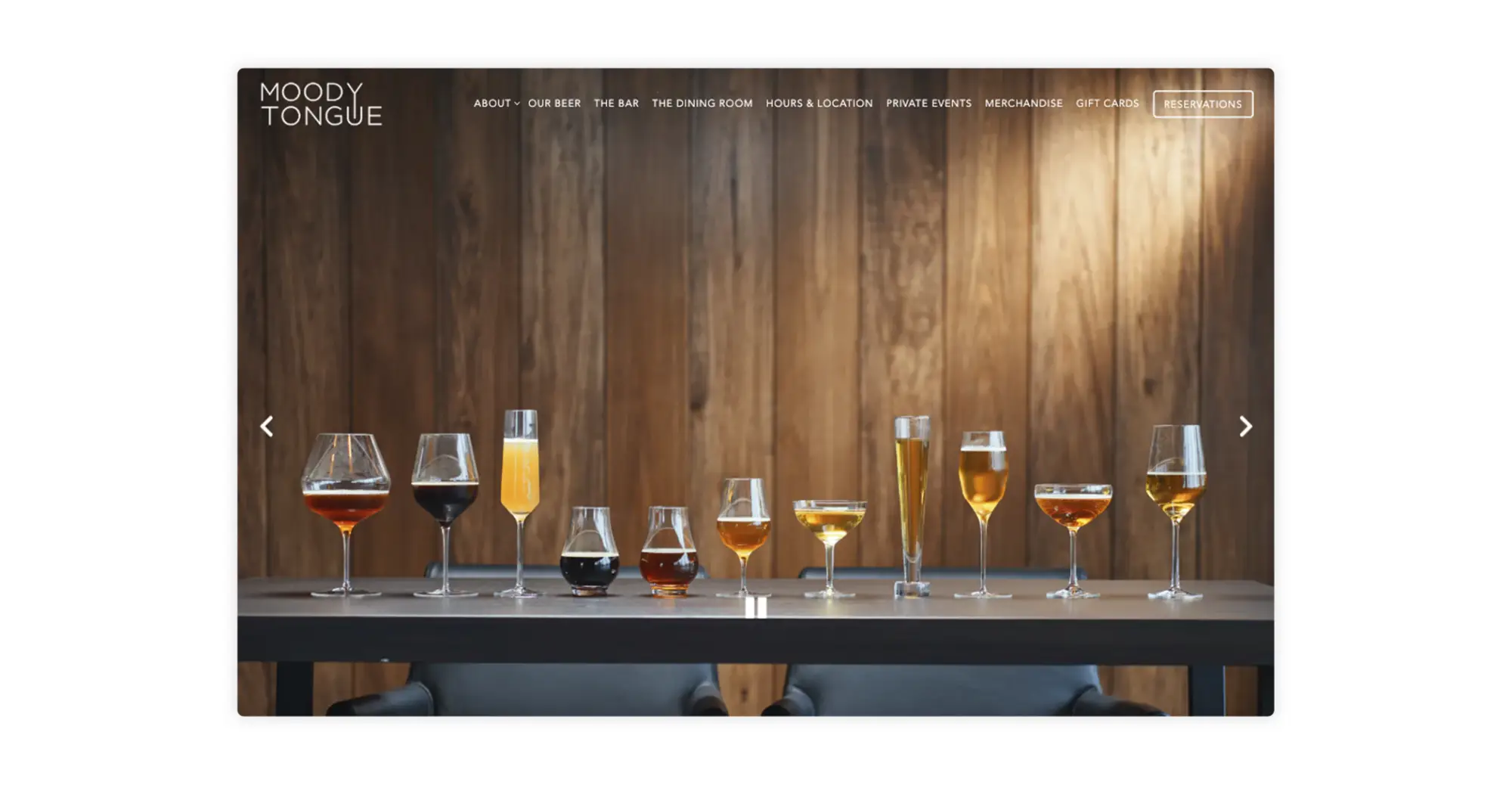 A screenshot of a brewery website.