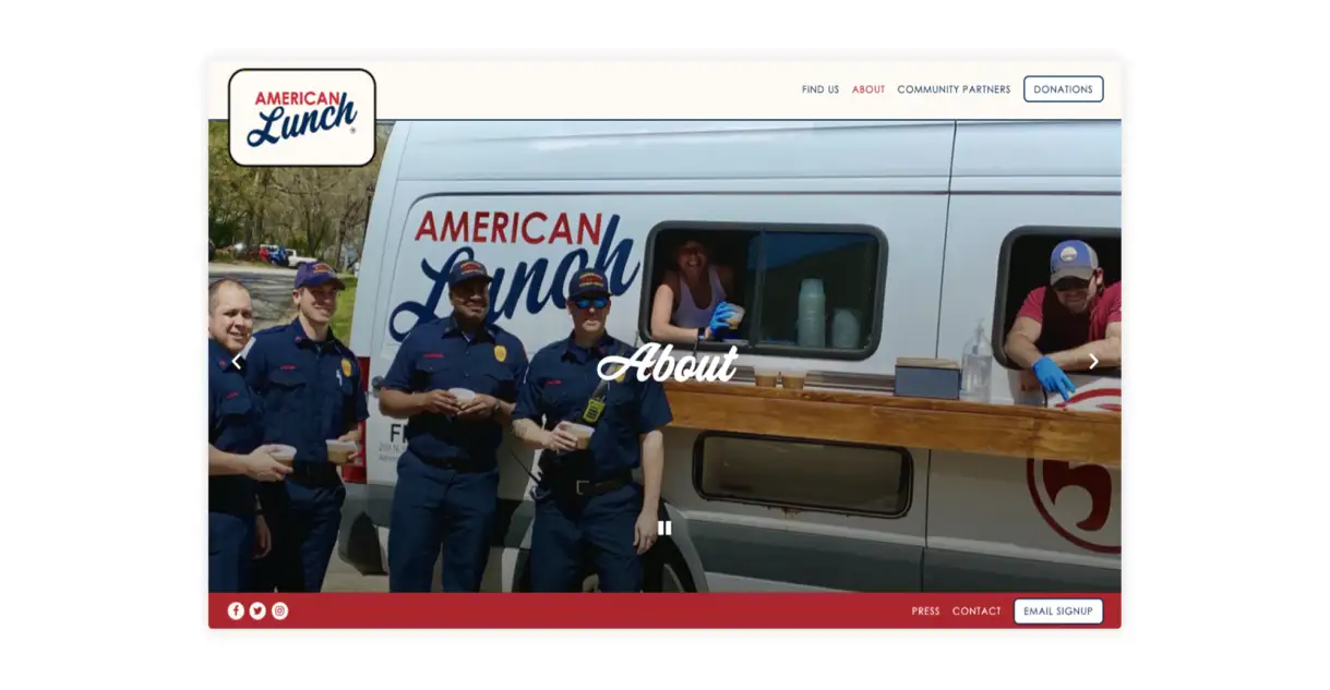 a screenshot of the website for American Lunch