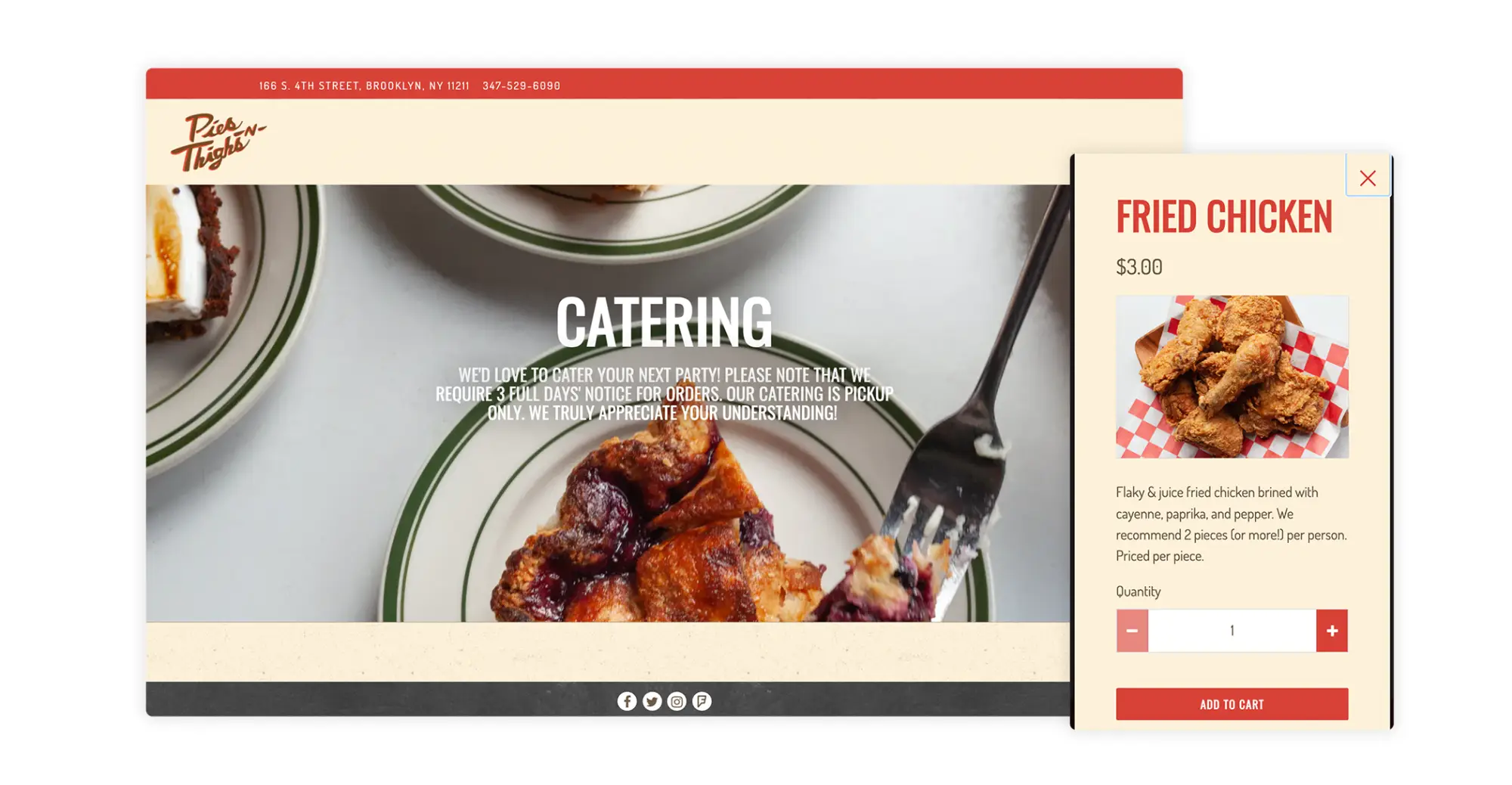 The website for Pies 'n' Thighs