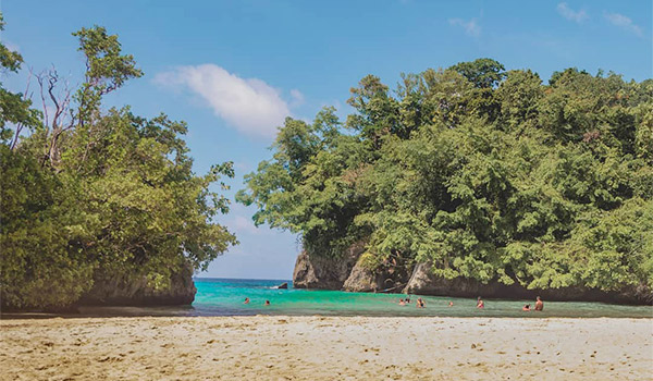 Private beach area with a serene cove