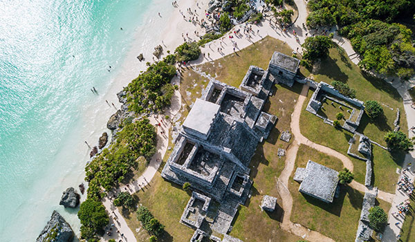 Aerial view of Mayan ruins