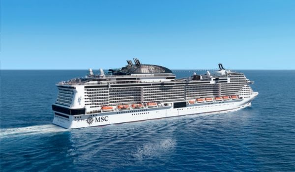 MSC Cruise ship sailing through the ocean