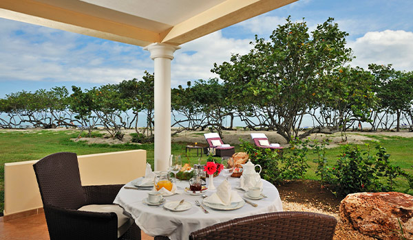 Breakfast set-up overlooking the ocean