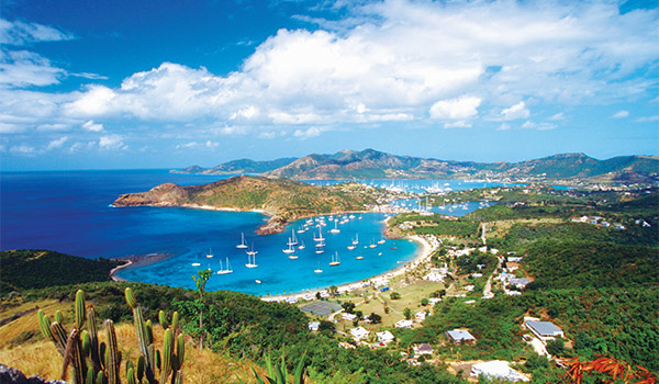 Aerial view of the island of Antigua