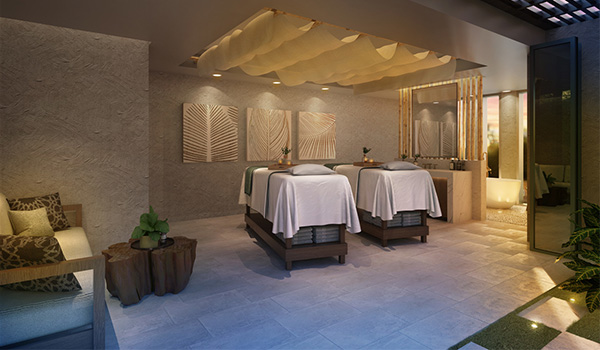 Spa room with two massage tables