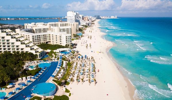 Birds eye view of Cancun's famous Hotel Zone