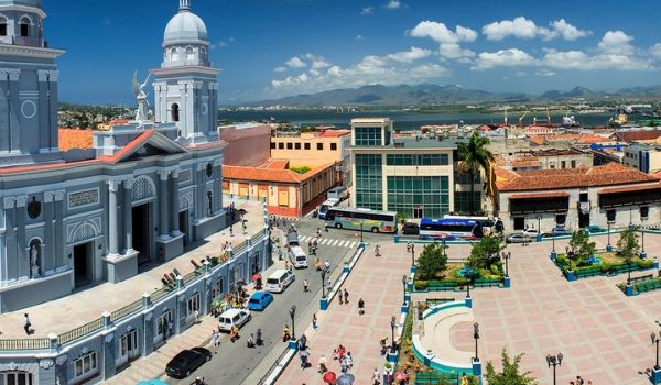 Aerial view of the historic city of Santiago de Cuba