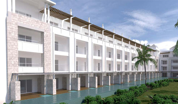 Swim-out suite building with private pool at the bottom