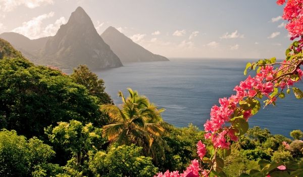 Sunrise over Saint Lucia Pitons