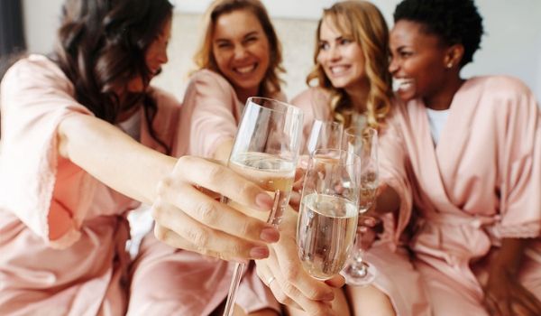 Group of women toasting with champagne