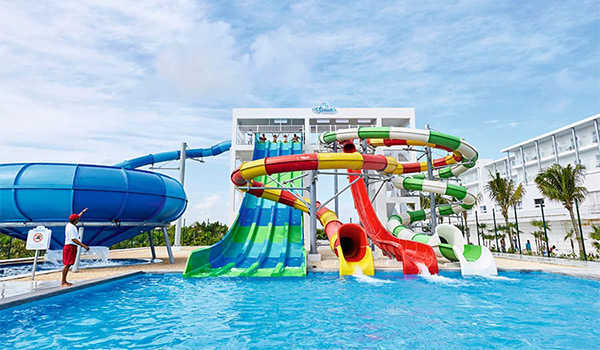 Four water slides side by side